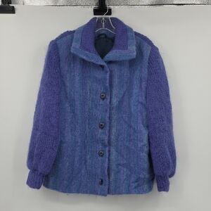 Donegal Desing Vintage Mohair Wool  Cozy Purple Teddy Jacket Size L